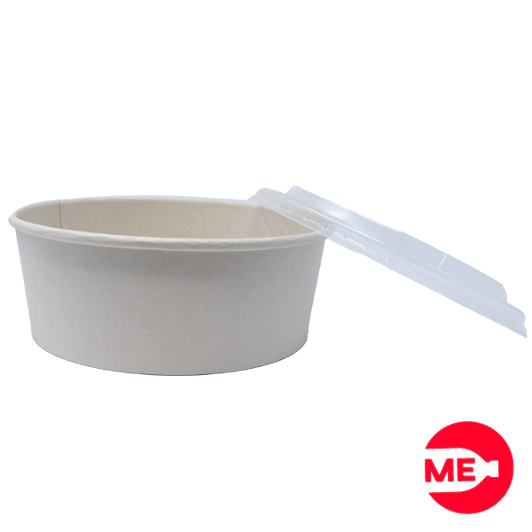 Bowl Biodegradable de Pulpa De Caña 1300 ml con tapa en PET