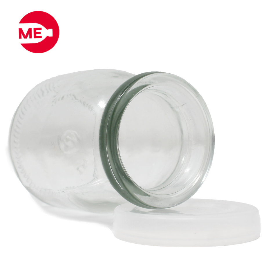 Envase Cremero de Vidrio Transparente 150 g con Tapa de Plástico Transparente  53mm