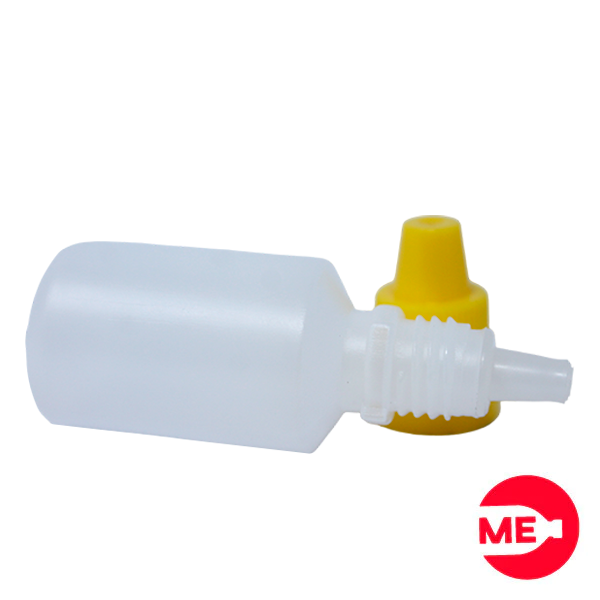 Envase Gotero Plástico Natural  en PEBD de 15 ML Con Tapa  de Seguridad en PP Amarilla de Rosca Continua