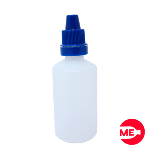 Envase Gotero Plástico Natural en PEBD de 30 ML Con Tapa de Seguridad en PP Azul de Rosca Continua