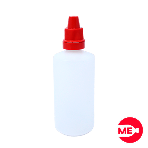 Envase Gotero Plástico Natural  en PEBD de 60 ML Con Tapa  de Seguridad en PP Roja de Rosca Continua