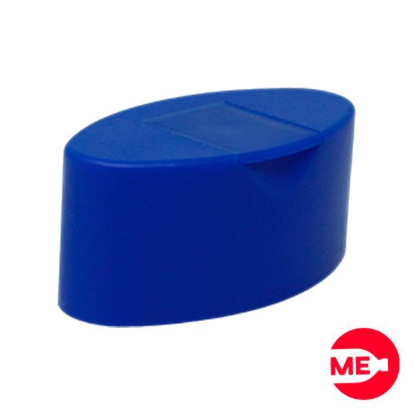 Tapa Plástica Flip Top Snap Ovalada Lisa PP Azul Boca 24 mm