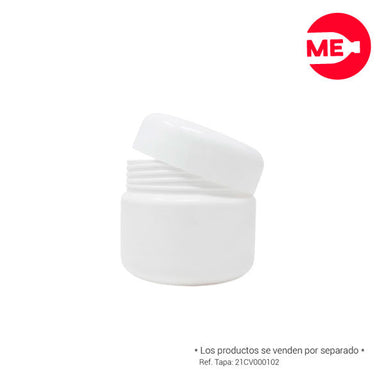 Pote Plástico Cilíndrico Pared Sencilla Base Redonda 3 Entradas 275 g PP Blanco Boca 80-SP 1