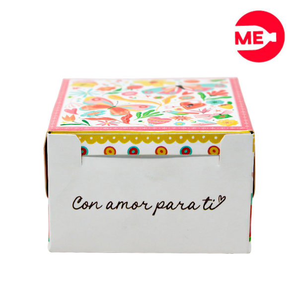 Empaque Caja  Cuadrada en Propal 305 Blanco medidas: 8x8x5 cm. Fácil de Armar , Papel ecologico, Capacidad: 1,5 kilos