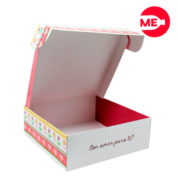 Empaque Caja  Cuadrada en Propal 305 Blanco medidas: 20x20x7 cm. Fácil de Armar , Papel ecologico, Capacidad: 2 kilos