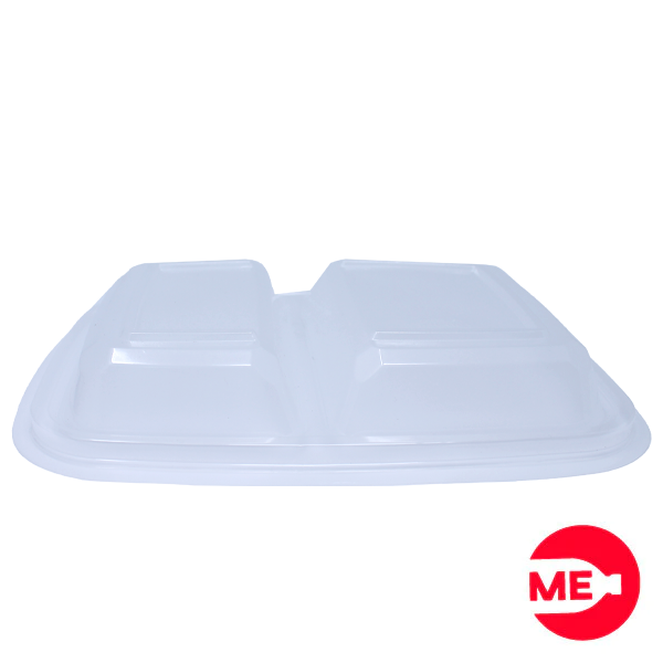 Tapa Domo para platos  de Polipropileno Transparente de 26 cm para Plato Rectangular de 2 Divisiones