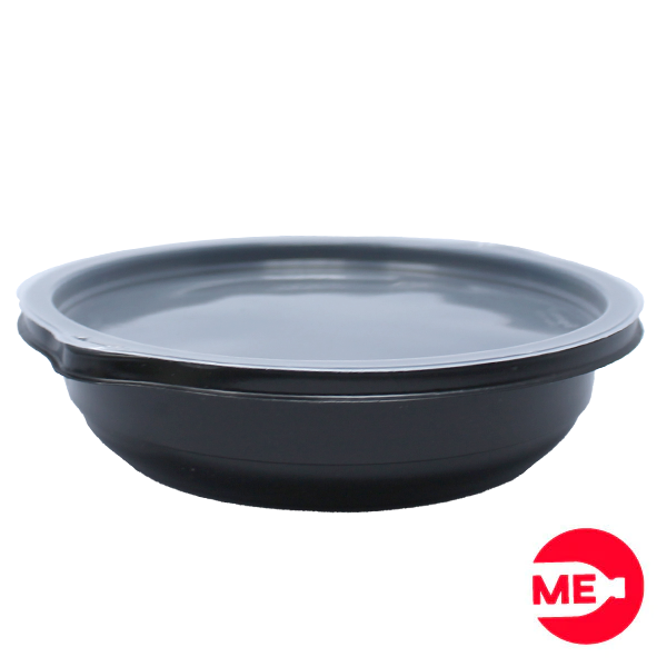 Portacomidas para Cazuelas  de Polipropileno Negro de 12 oz con Tapa.