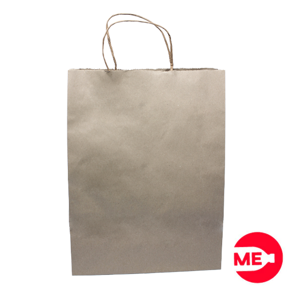 Bolsa Con Manija de Papel Kraft Café. Dimensiones: 35 X 25 X 17-1