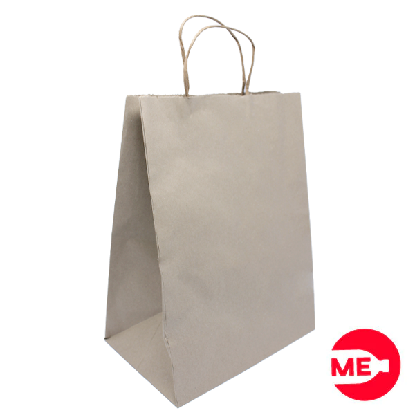 Bolsa Con Manija de Papel Kraft Cafe. Dimensiones 35 X 25 X 17 Mercado del Empaque Venta de envases y empaques plastico vidrio aluminio biodegradables y mas materiales