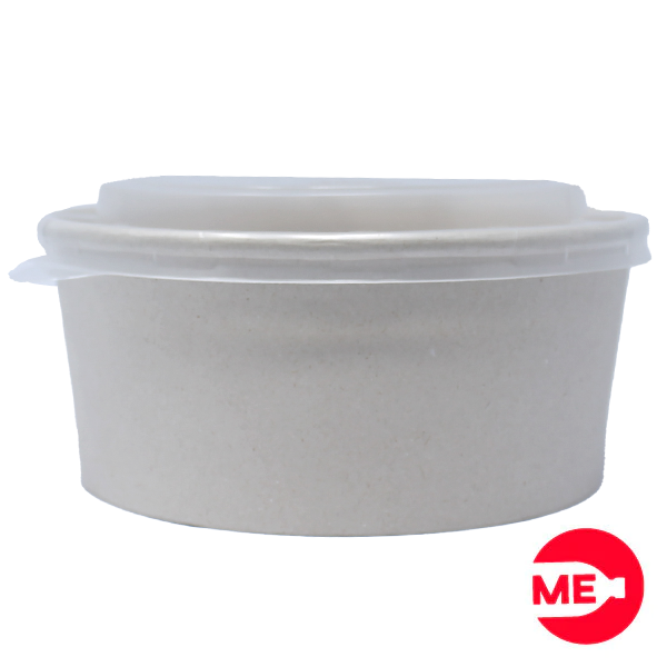 Bowl Biodegradable de Pulpa De Caña 750 ml con Tapa en PET