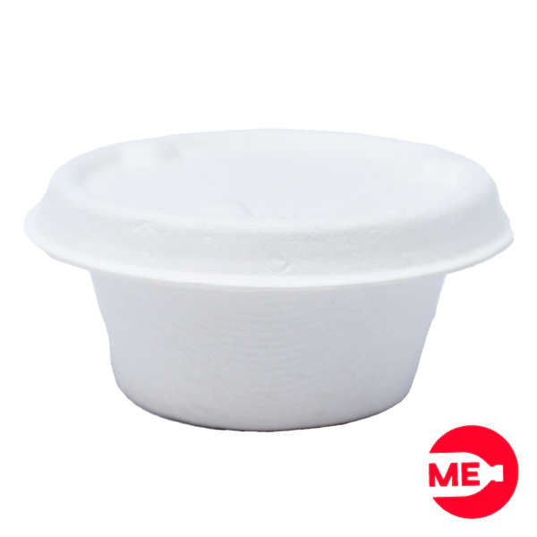 Recipiente para Salsas Portacomidas Biodegradable de Pulpa De Caña Blanco 2 oz