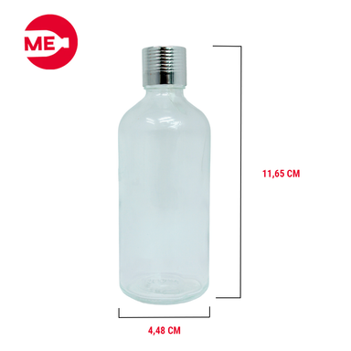Envase Dosificador Vidrio Transparente 100 ml con tapa Plata 2
