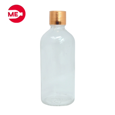 Envase Dosificador Vidrio Transparente 100 ml con tapa dorada 1