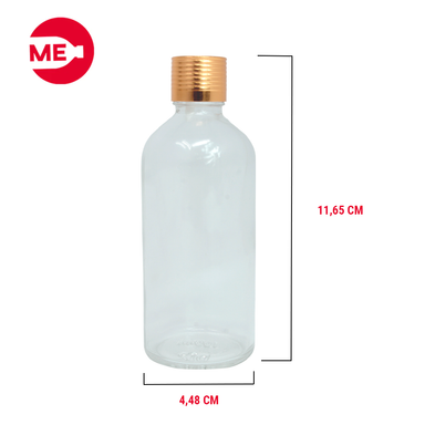 Envase Dosificador Vidrio Transparente 100 ml con tapa dorada 2