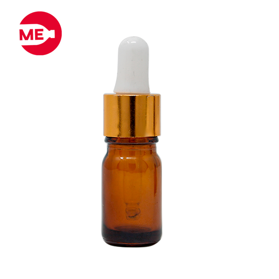 Envase Gotero Vidrio Ambar 5 ml con tapa dorada 1