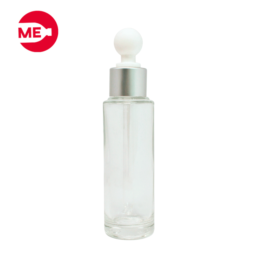 Envase Gotero Vidrio Transparente 50 ml con tapa Plata 1