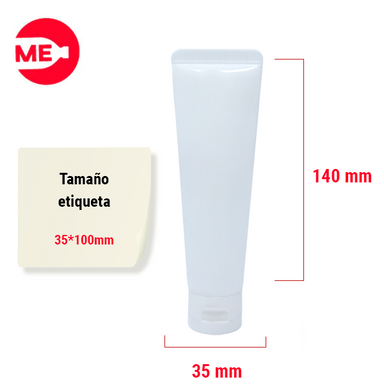Envase Tubo Colapsible Plástico en PEBD Blanco de 120 ml Sellado con Tapa Flip top en PP 35-20 Blanca-2