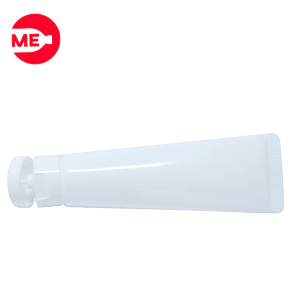 Envase Tubo Colapsible Plástico en PEBD Blanco de 120 ml Sellado con Tapa Flip top en PP 35-20 Blanca