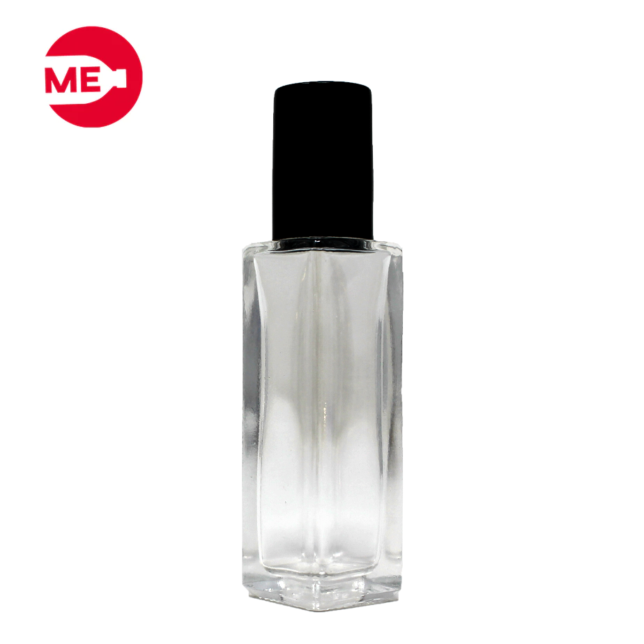 Envase Roll On de Vidrio Transparente 8 ml con Tapa de Plástico Negra de Rosca Continua 13 mm