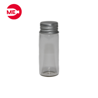Envase Tubo de Vidrio Transparente 20 ml con Tapa de Aluminio Plata Rosca Continua 17mm 1