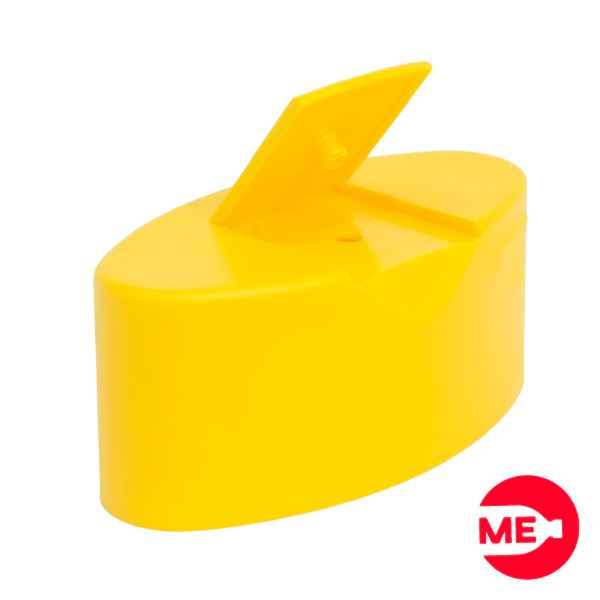 Tapa Plástica Flip Top Snap Ovalada Lisa PP Amarilla Boca 24 mm