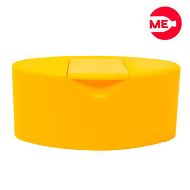 Sobretapa Plástica Flip-Top de 24 Mm Snap Ovalada en PP Amarillo Mostaza
