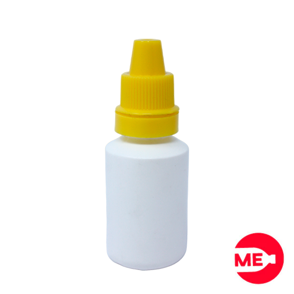Envase Gotero Plástico Blanco en PEBD de 15 ML Con Tapa de Seguridad en PP Amarilla de Rosca Continua