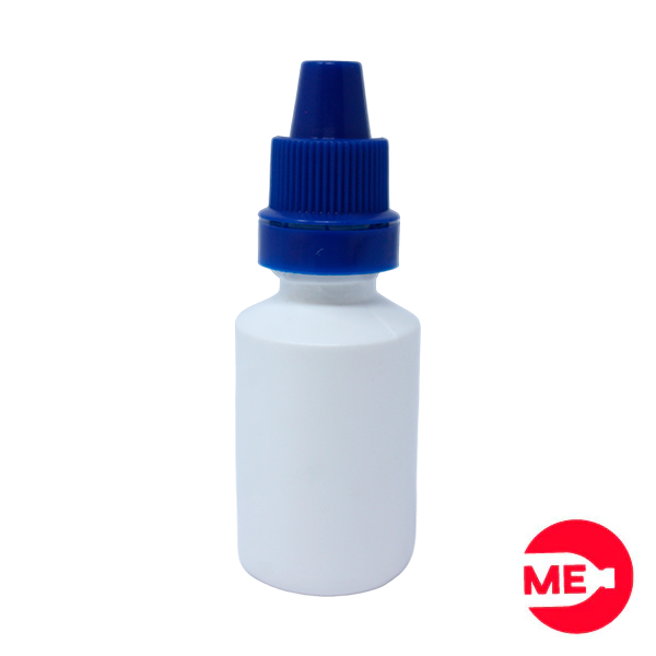 Envase Gotero Plástico Blanco en PEBD de 15 ML Con Tapa de Seguridad en PP Azul de Rosca Continua