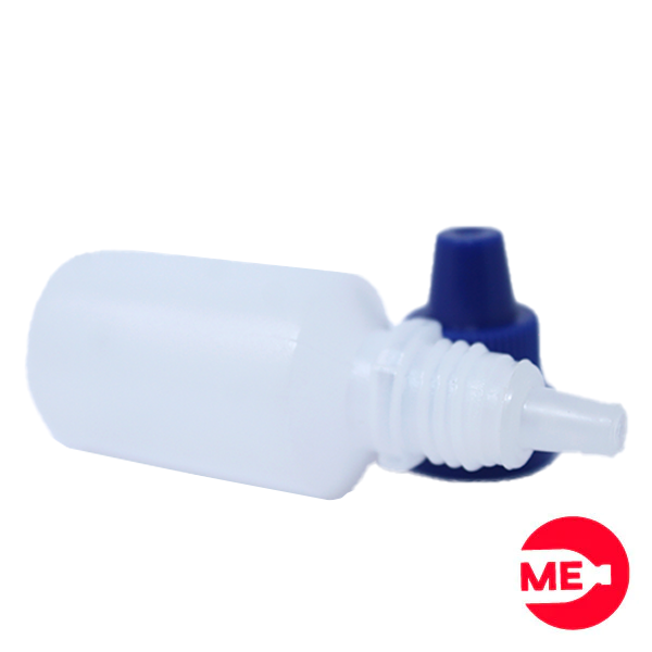Envase Gotero Plástico Natural  en PEBD de 15 ML Con Tapa  de Seguridad en PP Azul de Rosca Contínua