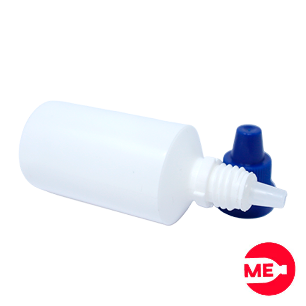 Envase Gotero Plástico Blanco en PEBD de 30 ML Con Tapa  de Seguridad en PP Azul de Rosca Continua