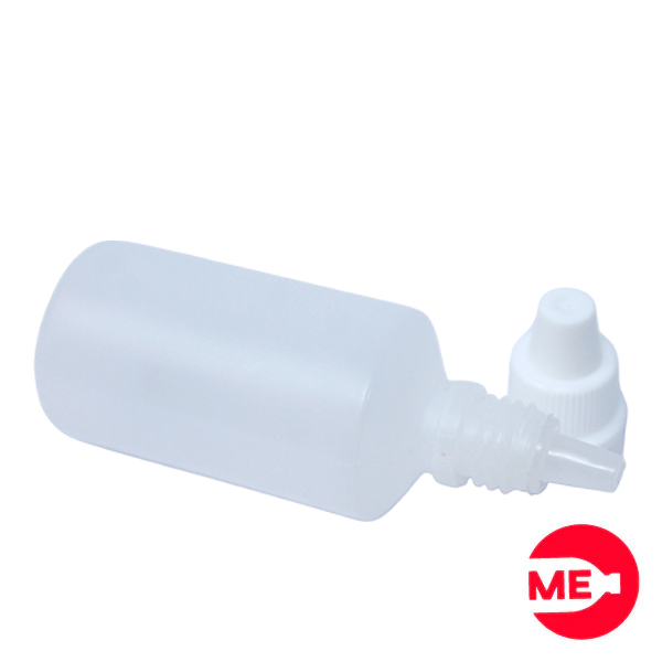 Envase Gotero Plástico Natural  en PEBD de 30 ML Con Tapa de Seguridad en PP Blanca de Rosca Continua