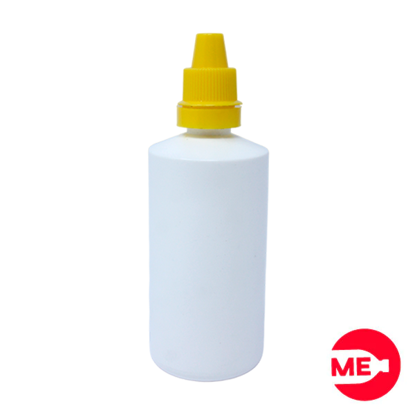 Envase Gotero Plástico Blanco en PEBD de 60 ML Con Tapa de Seguridad en PP Amarilla de Rosca Continua