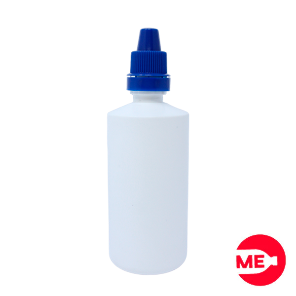 Envase Gotero Plástico Blanco en PEBD de 60 ML Con Tapa de Seguridad en PP Azul de Rosca Continua