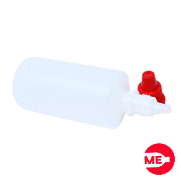 Envase Gotero Plástico Natural  en PEBD de 60 ML Con Tapa  de Seguridad en PP Roja de Rosca Continua