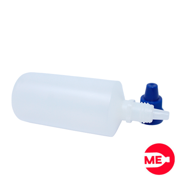 Envase Gotero Plástico Natural  en PEBD de 60 ML Con Tapa  de Seguridad en PP Azul de Rosca Continua