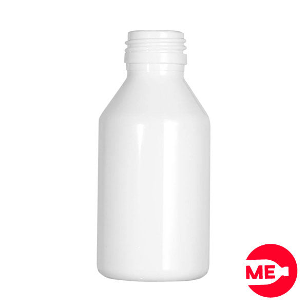Envase Plástico Farmacéutico 120 ML PET Blanco Boca 28-1716