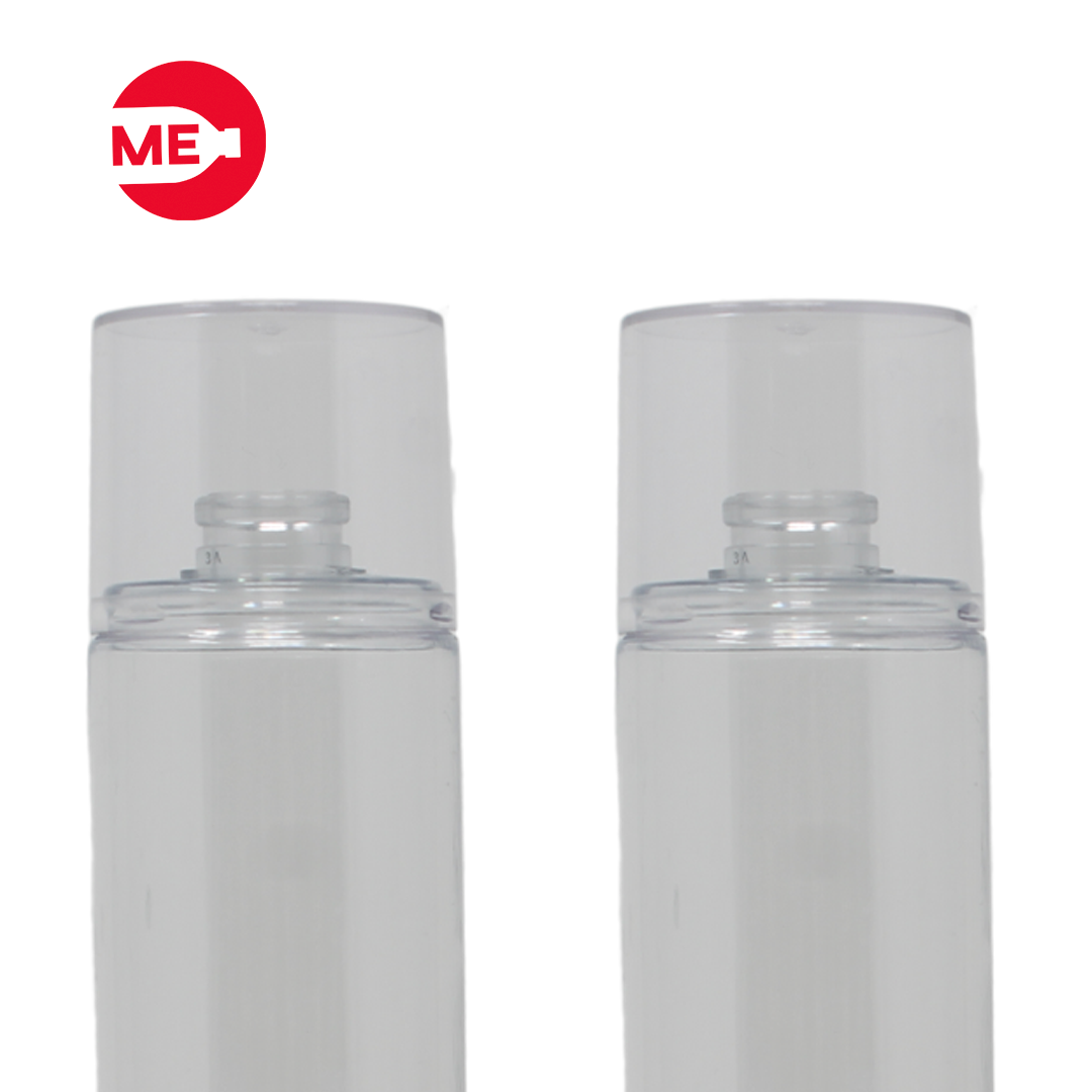 Envase Plástico Body Mist Cilíndrico 240 ML PET Cristal boca 20 MM con Sobretapa Plástica Cilíndrica PETG Cristal Snap