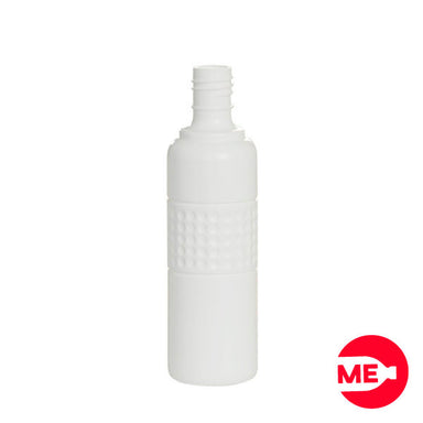 Envase Plástico Cilíndrico Alto Relieve 250 ML PEAD Blanco Boca 24-415 "STM"