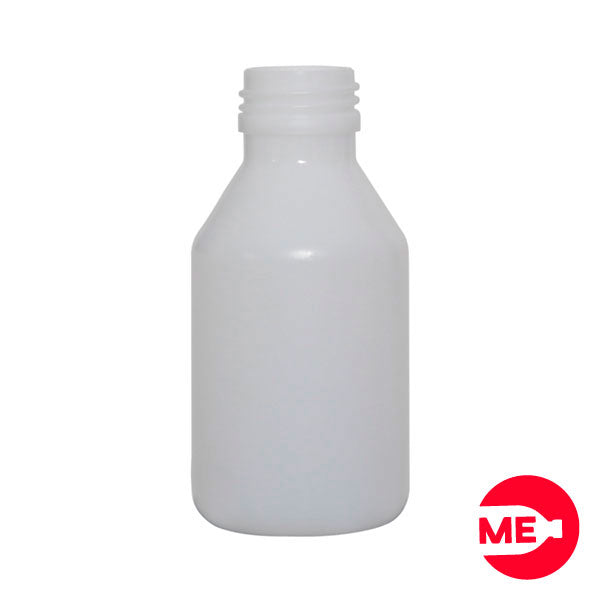 Envase Plástico Farmacéutico 120 ML PEAD Blanco Boca 28-1716 "IS"